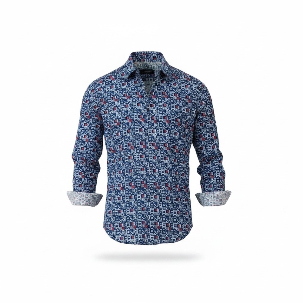 Robert Graham Mens Classic Fit Geometric Mosaic Print Cotton Button Down Shirt S